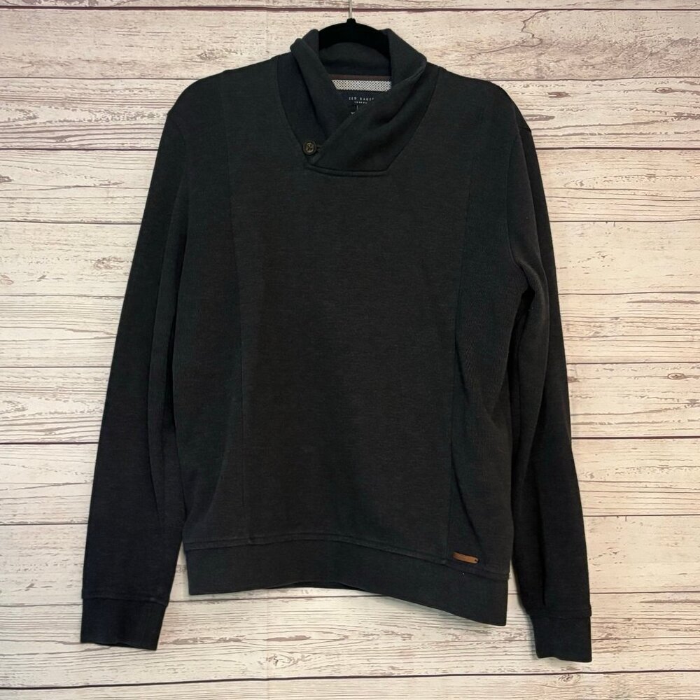 Ted Baker London Charcoal Shawl Collar Pullover Mens Size‎ 4
